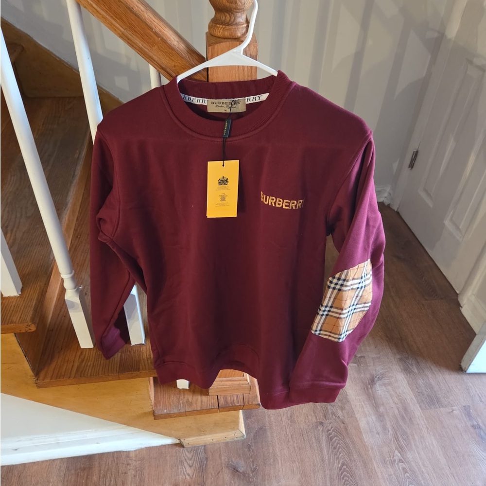 Burberry Maroon Sweatshirt with Signature Check Elbow Patch